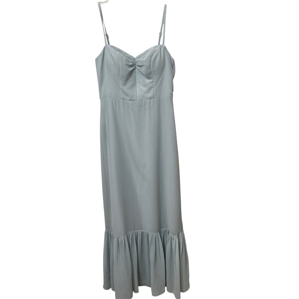 Azazie Dusty Blue‎ Chiffon Bridesmaid Dress A6 Ruched Sweetheart Ruffle Formal